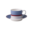 Dibbern Fine Bone China South Beach - Coffee / Tea cup+saucer 0.25 l, pigeon blue/bordeaux